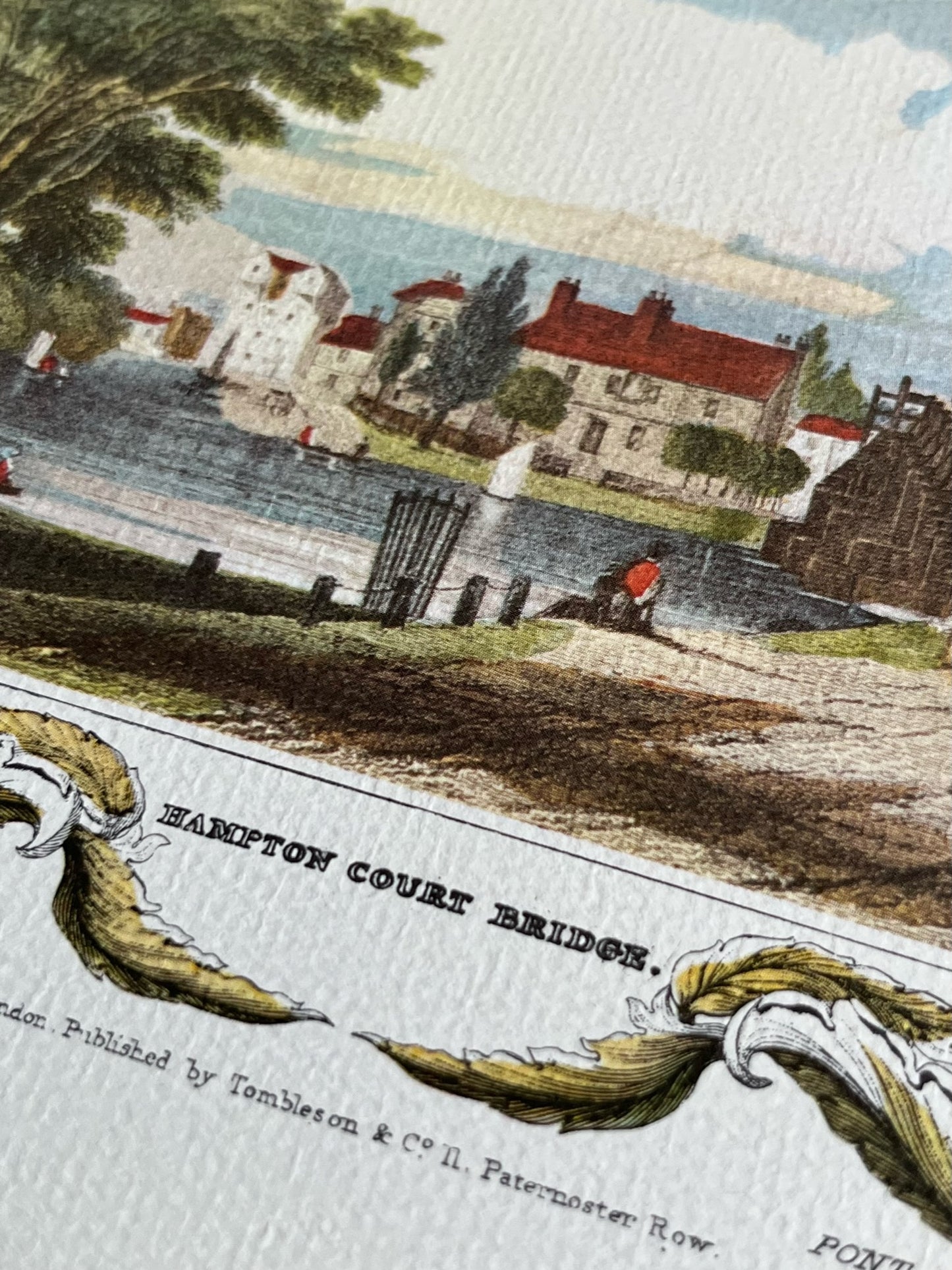 “Hampton Court Bridge” Art Print on Laid Paper, William Tombleson