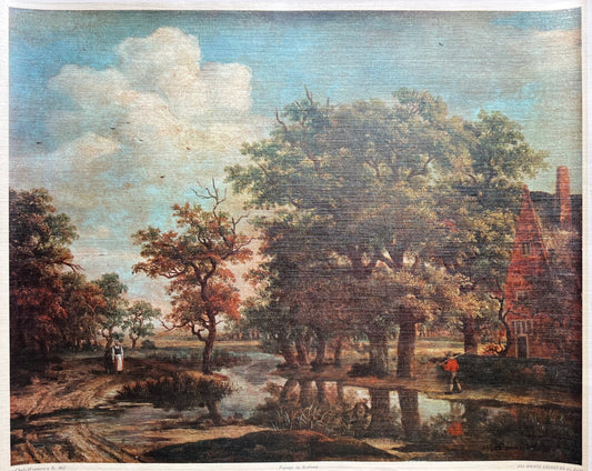 "Paysage" after Meindart Hobbema, print on canvas