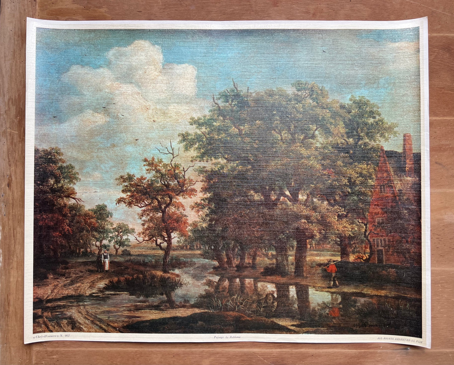 "Paysage" after Meindart Hobbema, print on canvas