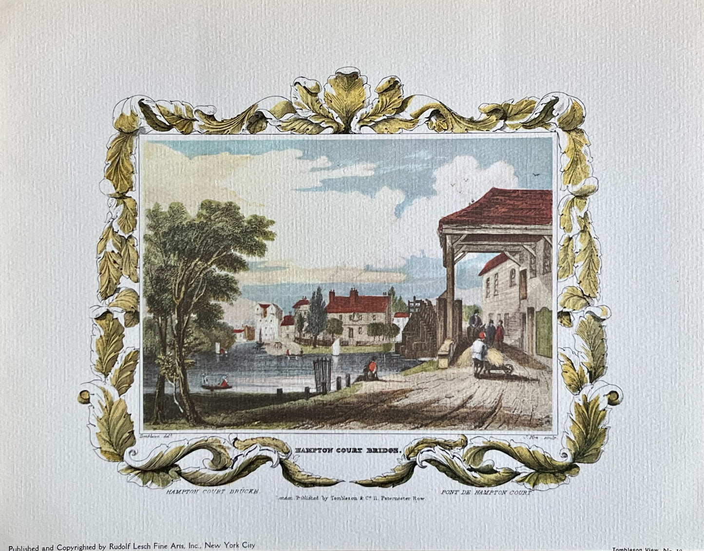 “Hampton Court Bridge” Art Print on Laid Paper, William Tombleson