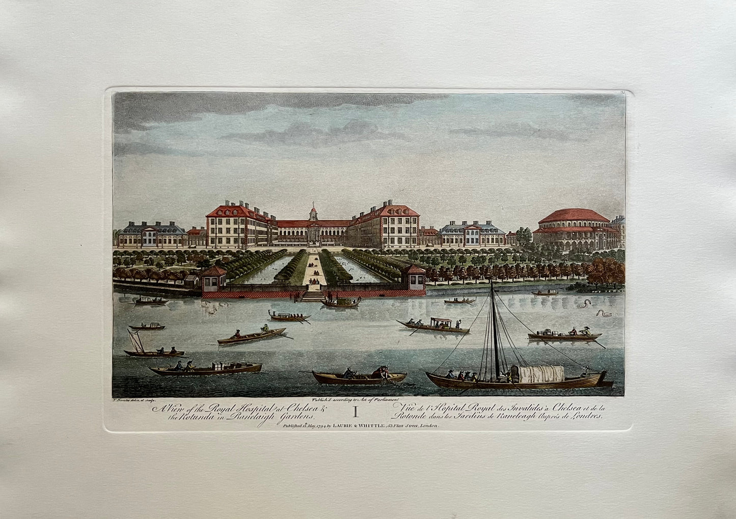 The Royal Hospital at Chelsea Hand Colored Engraving