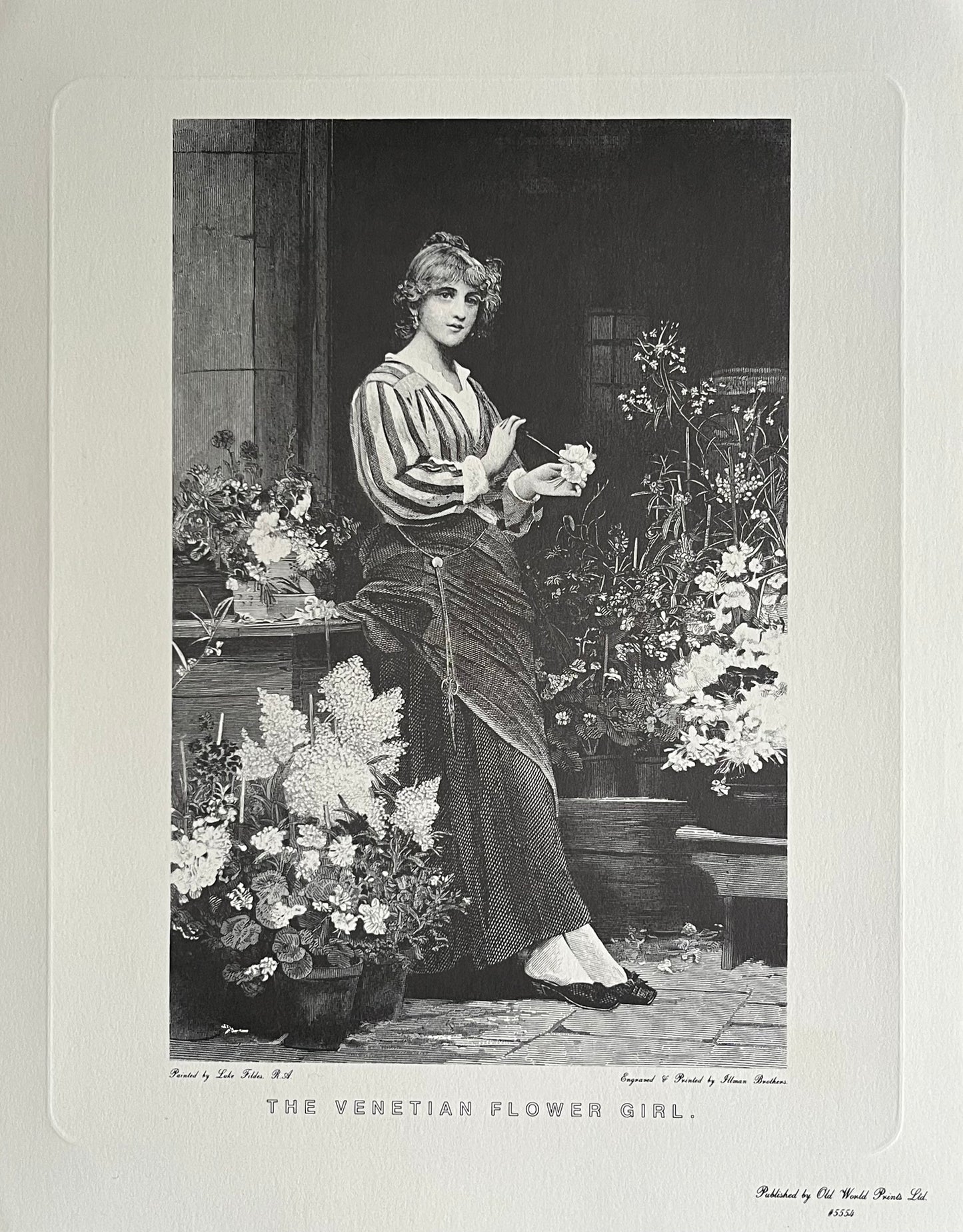 "The Venetian Flower Girl" Vintage Engraving by Luke Fildes